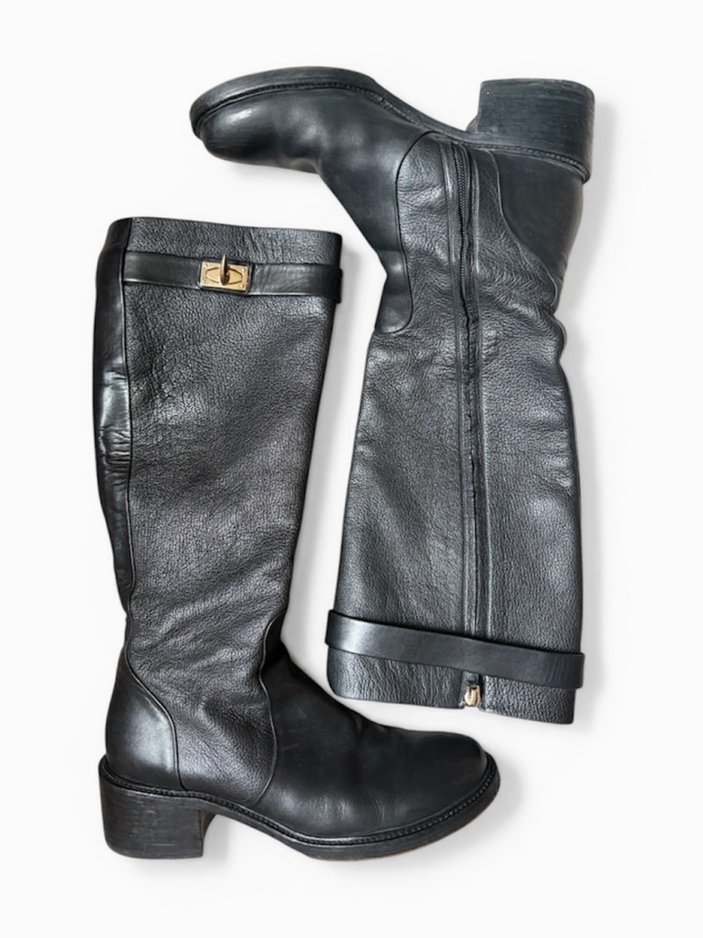 RARE GIVENCHY leather shark lock riding boot 38.5 EUC